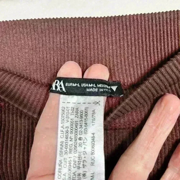 ZARA Casual Ribbed Brown Lounge Seamless Leggings Yoga Pants Women M/L - Picture 5 of 8